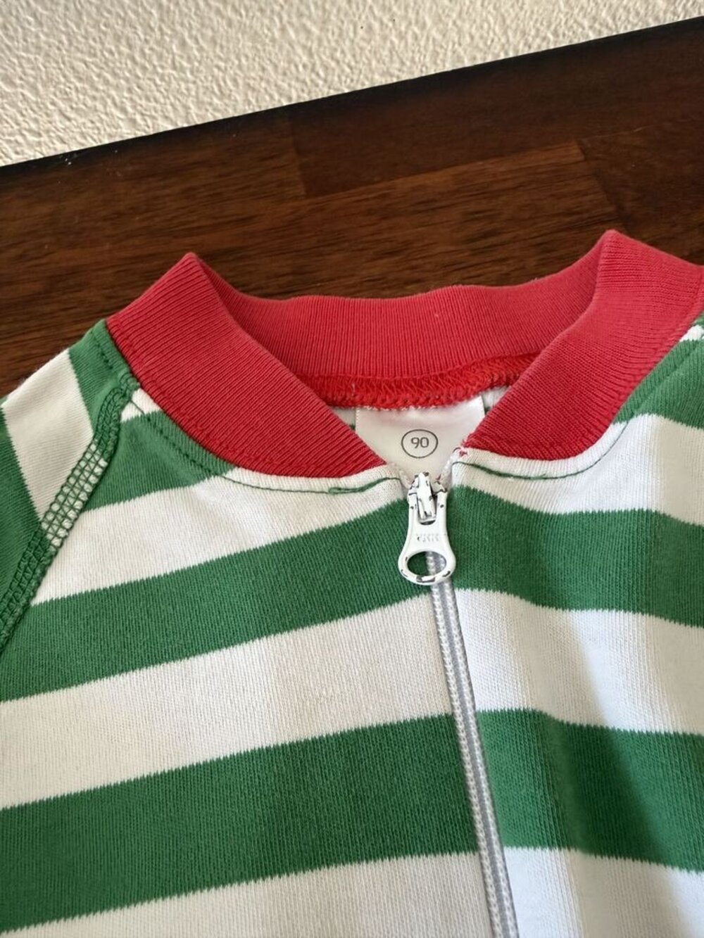 Hanna Andersson Holiday Stripe Zip Sleeper 1 Piece Cotton Christmas Pajama - Picture 2 of 3